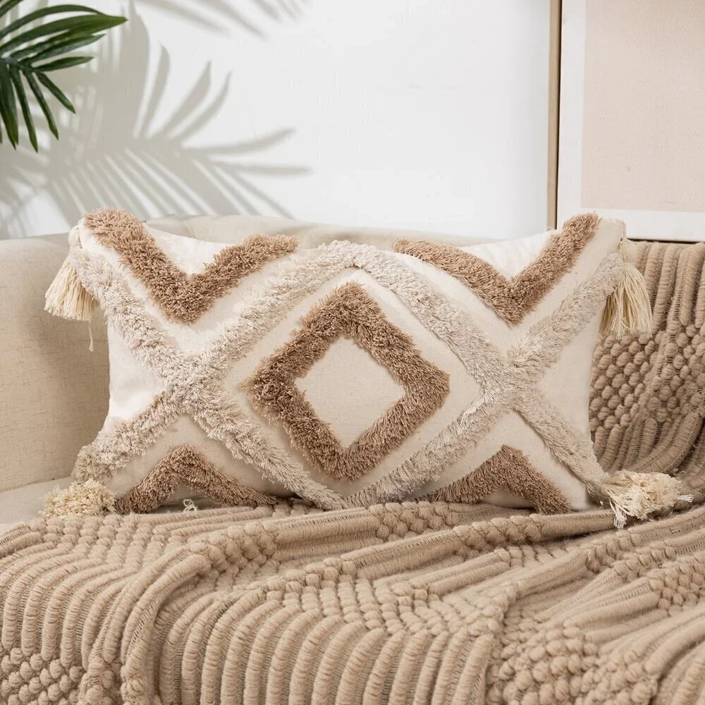 Multicolor Creative Soft Plush Tassel Throw Pillow Cover